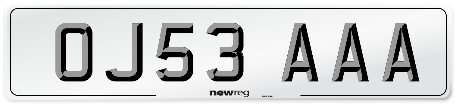 OJ53 AAA Number Plate from New Reg